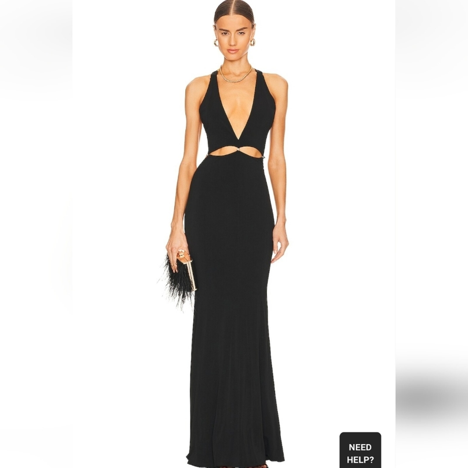 Retrofete Adriana Dress Black Maxi Sleeveless Cutout Size Large Nwt